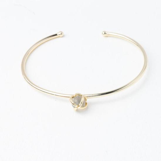 Delicate Labrodite-Stone Cuff Bracelet in Grey- Save Exploited Women!