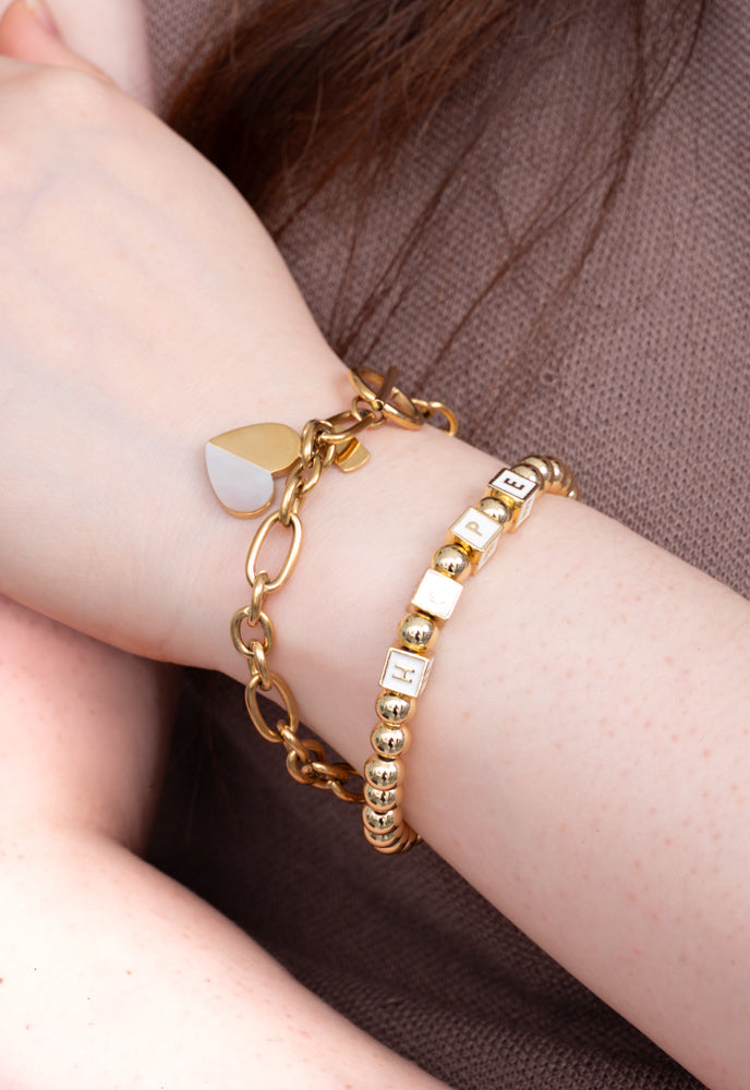 Give Hope, Wear Hope Beaded Gold Bracelet, Buy 1-Give 1, Support Freedom for Women!