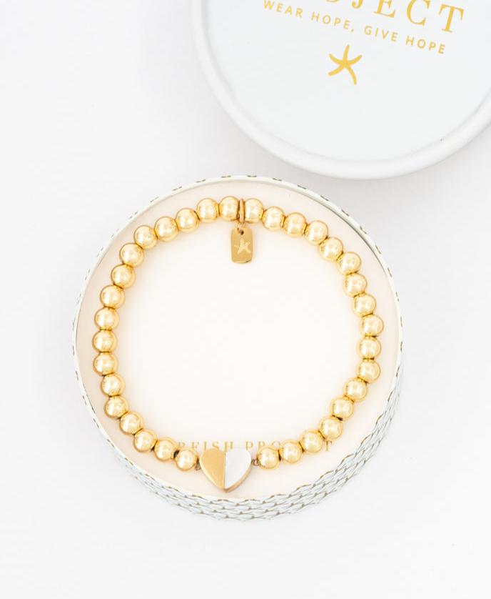 Gold Give Hope Beaded Heart Bracelet, Buy one - Give one, Gives Women Freedom!