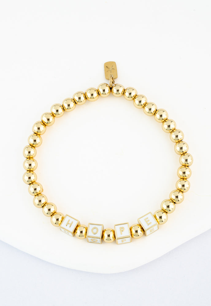 Give Hope, Wear Hope Beaded Gold Bracelet, Buy 1-Give 1, Support Freedom for Women!