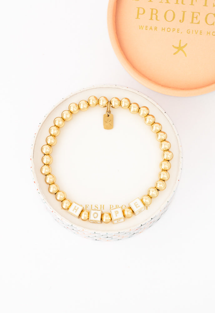 Give Hope, Wear Hope Beaded Gold Bracelet, Buy 1-Give 1, Support Freedom for Women!