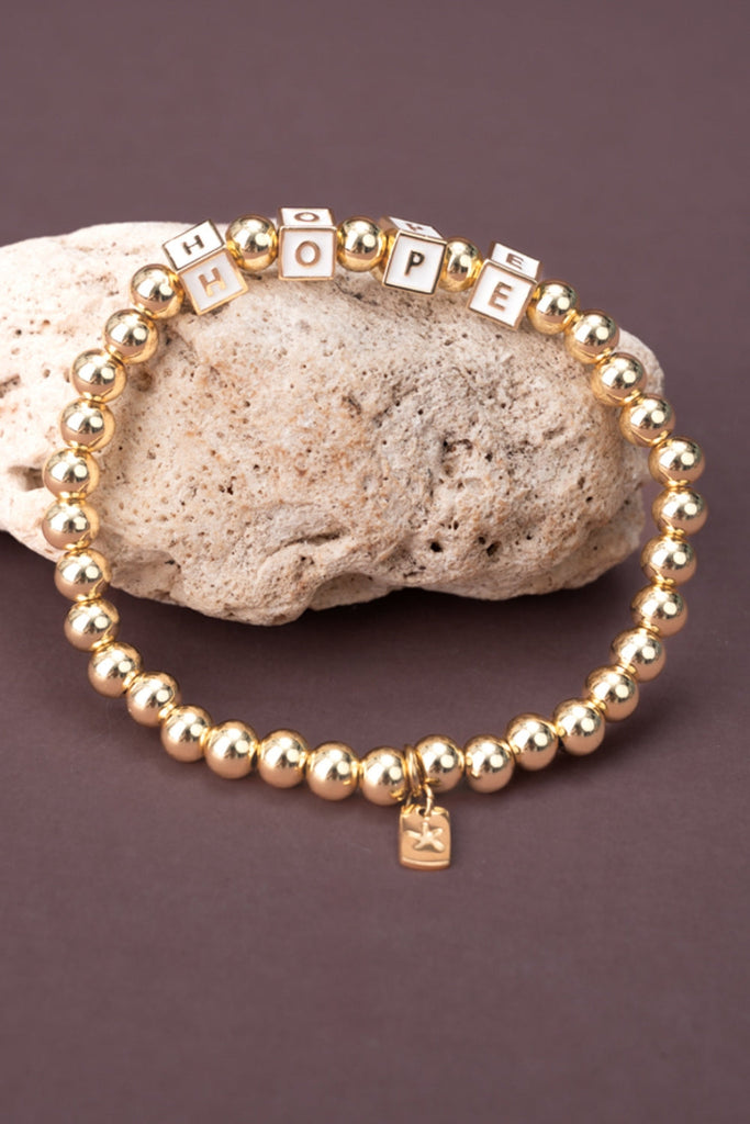 Give Hope, Wear Hope Beaded Gold Bracelet, Buy 1-Give 1, Support Freedom for Women!