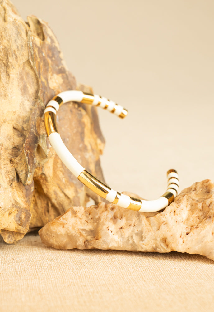 Hope Gold Cuff Bracelet in Ivory,Give women freedom!