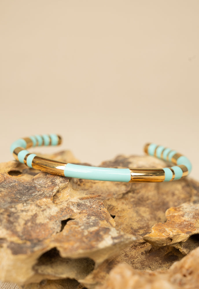 Hope Gold Cuff Bracelet in Mint, GiveFreedom to exploited women!