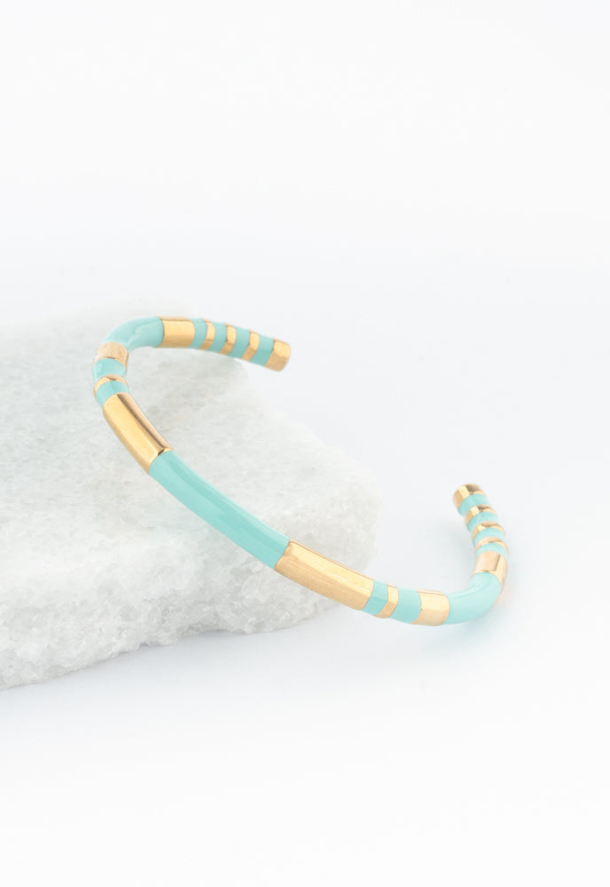 Hope Gold Cuff Bracelet in Mint, GiveFreedom to exploited women!