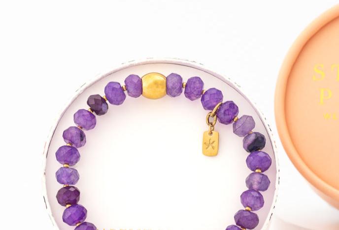 Purple Agate Beaded Bracelet- Gives Freedom to Exploited Women!