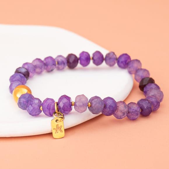 Purple Agate Beaded Bracelet- Gives Freedom to Exploited Women!