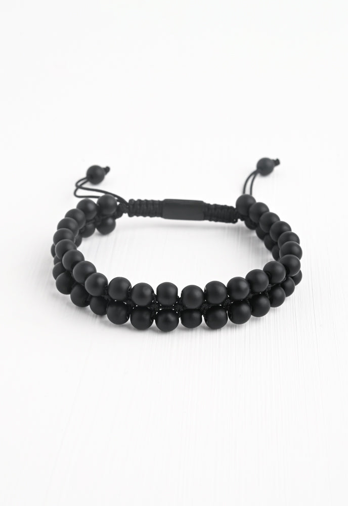 Black Agate Rope Beaded Bracelet for Men or Women- Gives Freedom to Exploited Women!