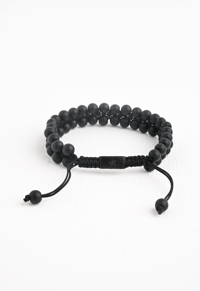 Black Agate Rope Beaded Bracelet for Men or Women- Gives Freedom to Exploited Women!