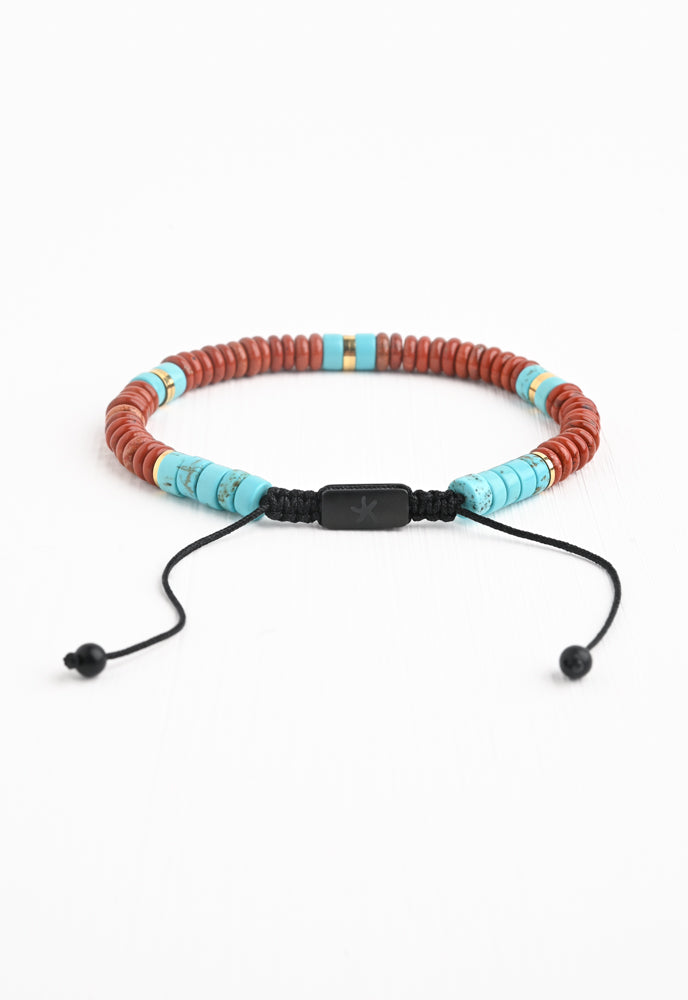 Handmade Turquoise & Red Jasper Rope Beaded Bracelet, Give Freedom to Women!