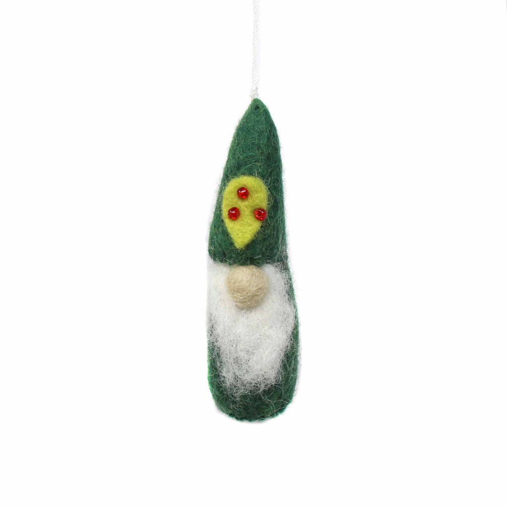 Set of 3- Handmade Christmas Gnome Felt Ornaments, Fair Trade, Nepal