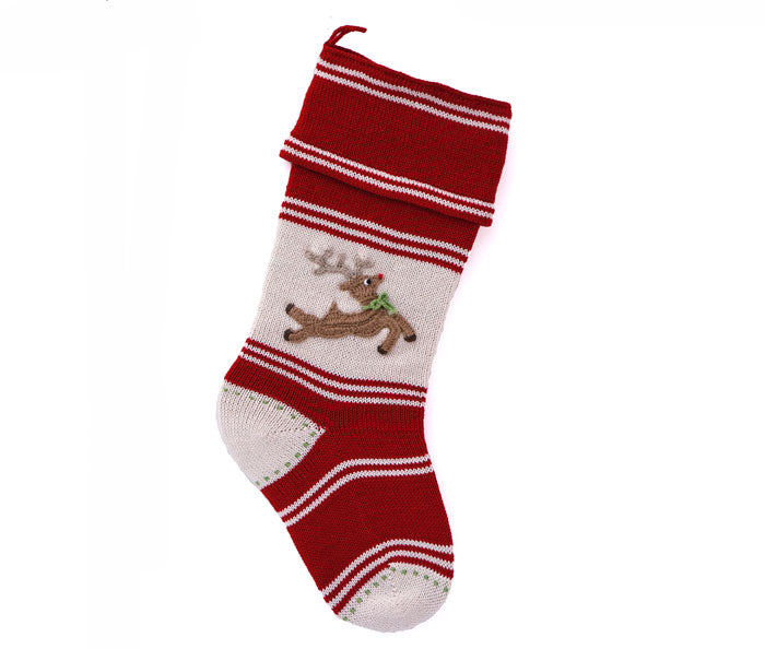 Handmade 18" Reindeer Christmas Stocking, Fair Trade from Armenia