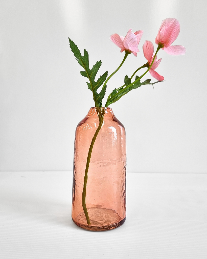 Large Handblown Glass Hammered Bud Vase, Fair Trade, India