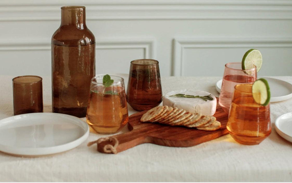 Handblown Hammered Glass Carafe With Lid / Glass, Recycled, Ethically Made