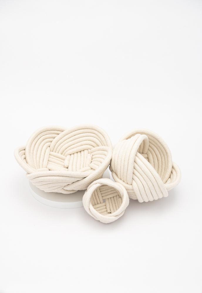Handmade Woven Rope Small White Planter, Fair Trade, Gives Freedom to Women!