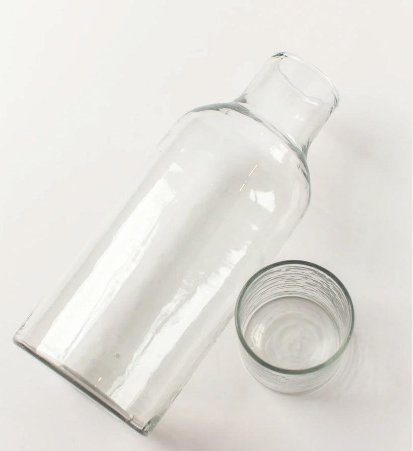 Handblown Hammered Glass Carafe With Lid / Glass, Recycled, Ethically Made