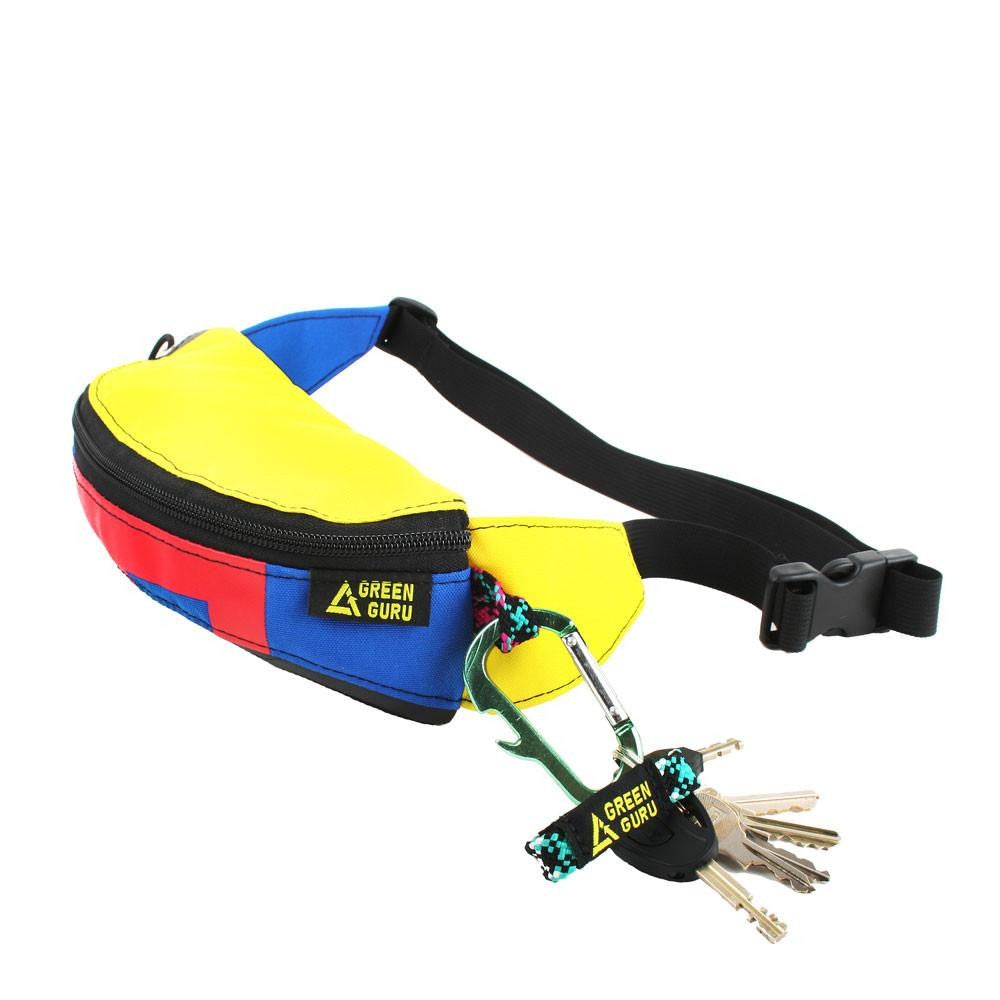 hipster hip pack keys attached upcycled colorful versatile bike bag bikepacking fanny pack