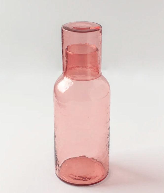 Handblown Hammered Glass Carafe With Lid / Glass, Recycled, Ethically Made