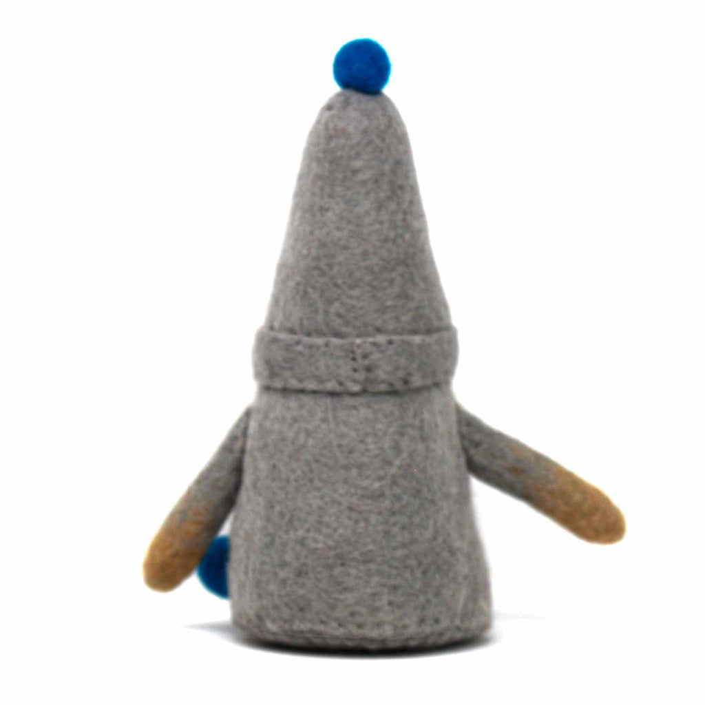 Handmade Set of 3 Winter Blues Felt Gnomes, Fair Trade, Nepal