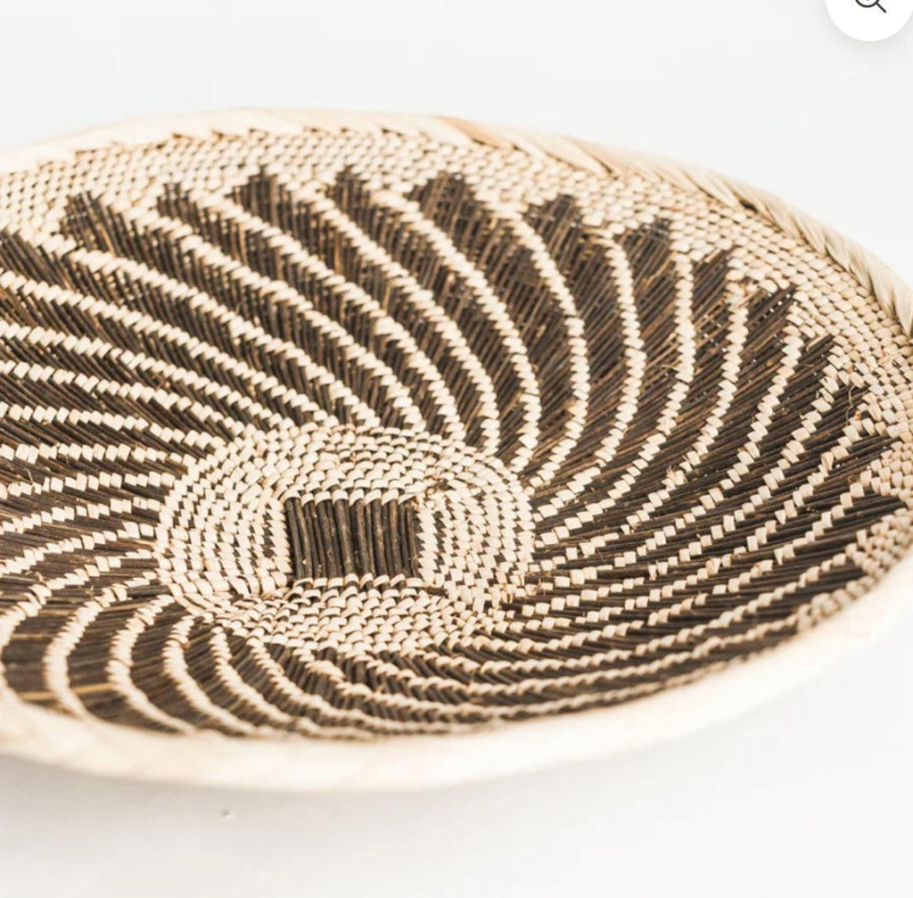 18" Handwoven basket bowl, fair trade from Zambia