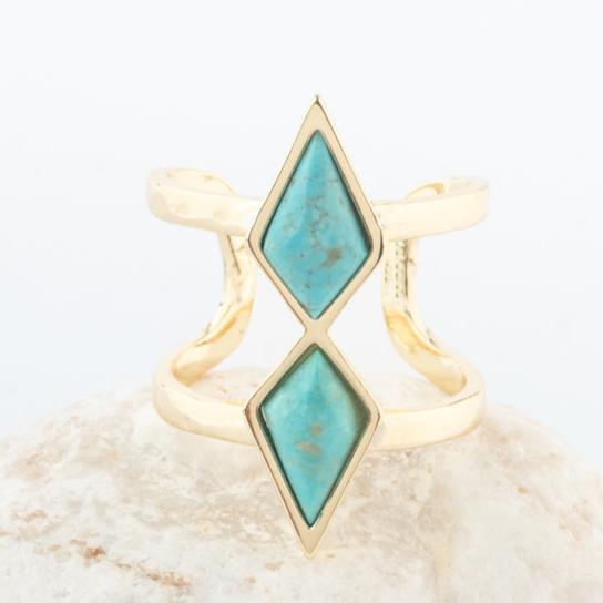 Turquoise & Gold Strength & Serenity adjustable Ring, Give Freedom to Women!