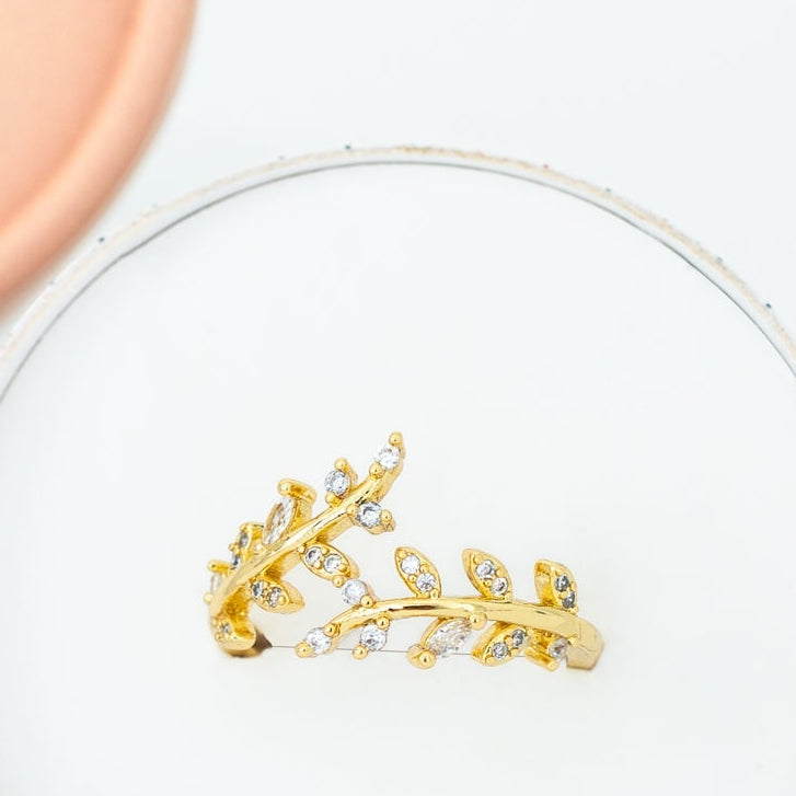 Gold Zircon Willow Leaf Ring - Supports Women Survivors