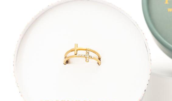 Gold Cross & Zircon Adjustable Serenity Ring, Give Freedom to Women!