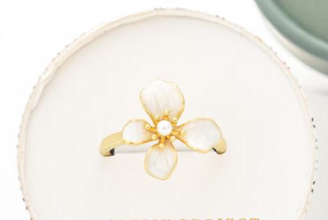 Gold Flower Pearl Hope Adjustable Ring - Give Freedom to Women!