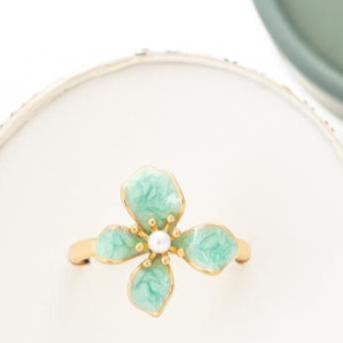 Gold Hope Flower Adjustable Ring in Mint, Give Freedom to Women!