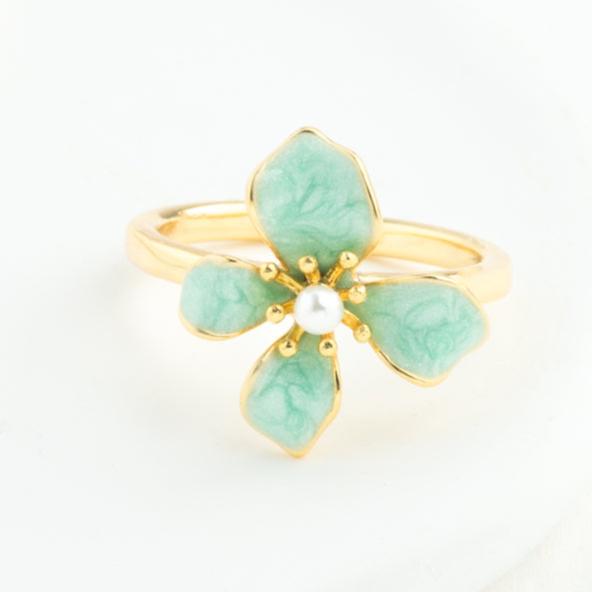 Gold Hope Flower Adjustable Ring in Mint, Give Freedom to Women!