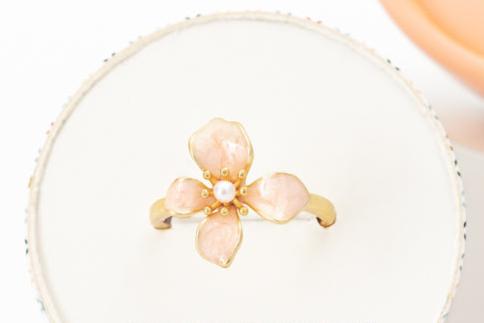 Gold Hope Flower Adjustable Ring in Misty Rose, Give Freedom to Women!