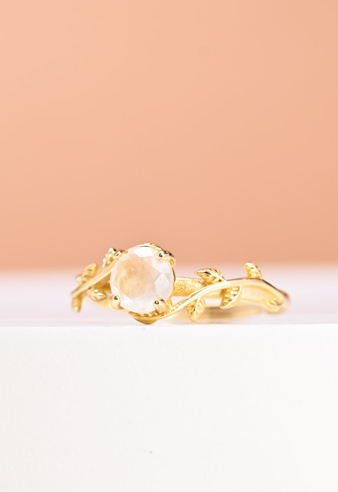 Vine Moonstone Gold Ring,Fair Trade, Gives Women Freedom!