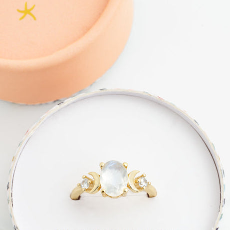 Gold Moonstone Ring- Made by Survivors, Fair Trade