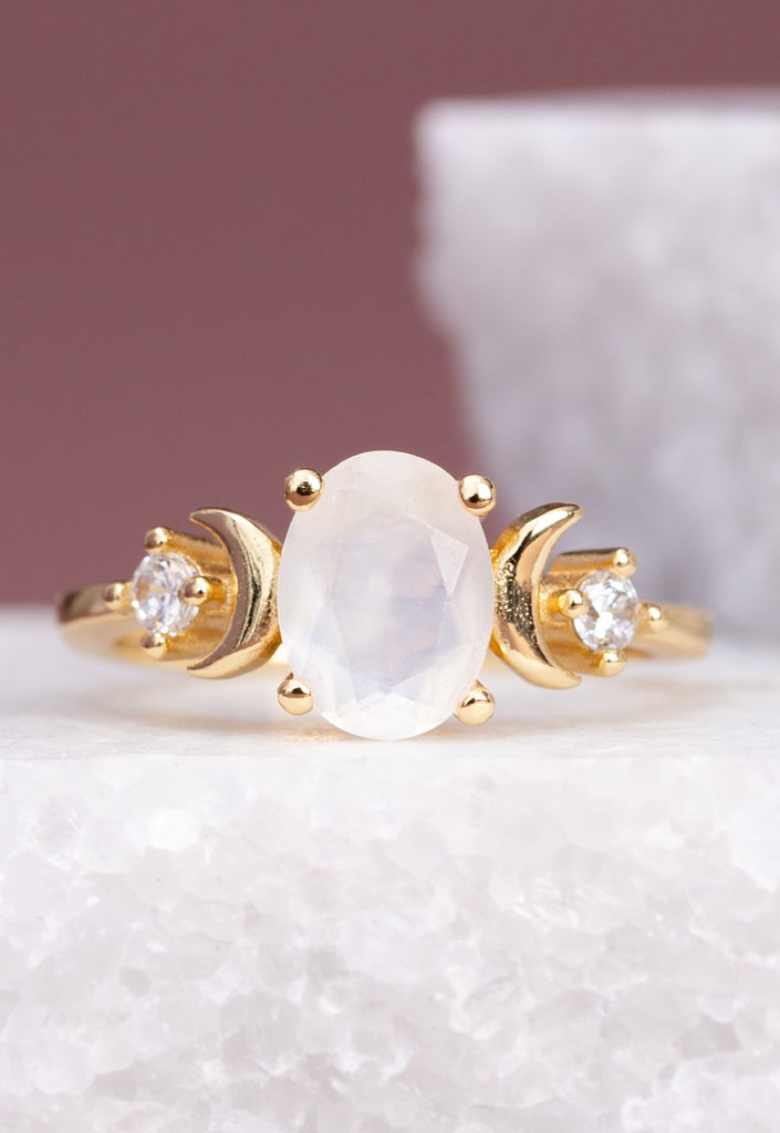 Gold Moonstone Ring- Made by Survivors, Fair Trade