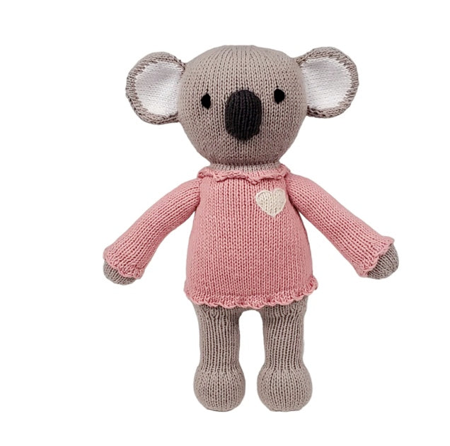 Hand Knit Koala Stuffed Animal, Pink Sweater Fair Trade