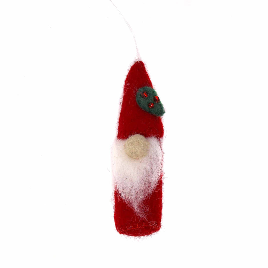 Set of 3- Handmade Christmas Gnome Felt Ornaments, Fair Trade, Nepal