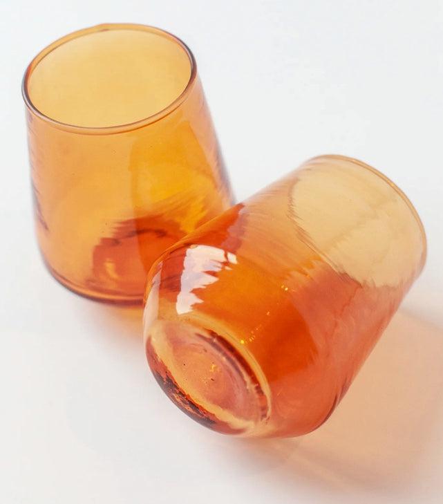 Handblown Hammered Glass Water Tumblers, Recycled, Ethically Made