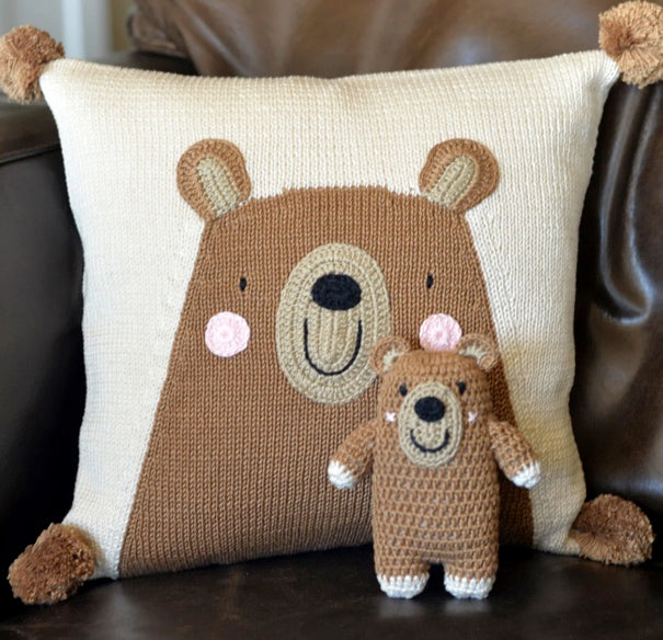 Hand Crocheted Baby & Kids Teddy Bear Pillow, Fair Trade