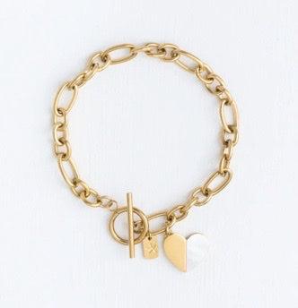 Gold Heart Hope Chain Link Bracelet, Give freedom to exploited girls & women!