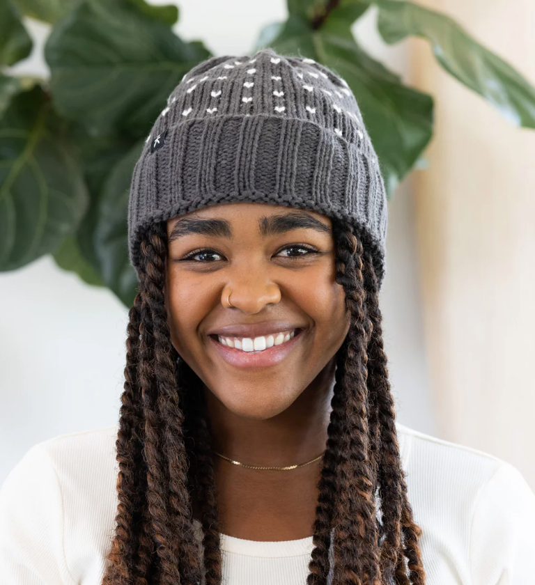 Fair Trade Beanie Hat with Hearts, Help Break the Cycle of Poverty