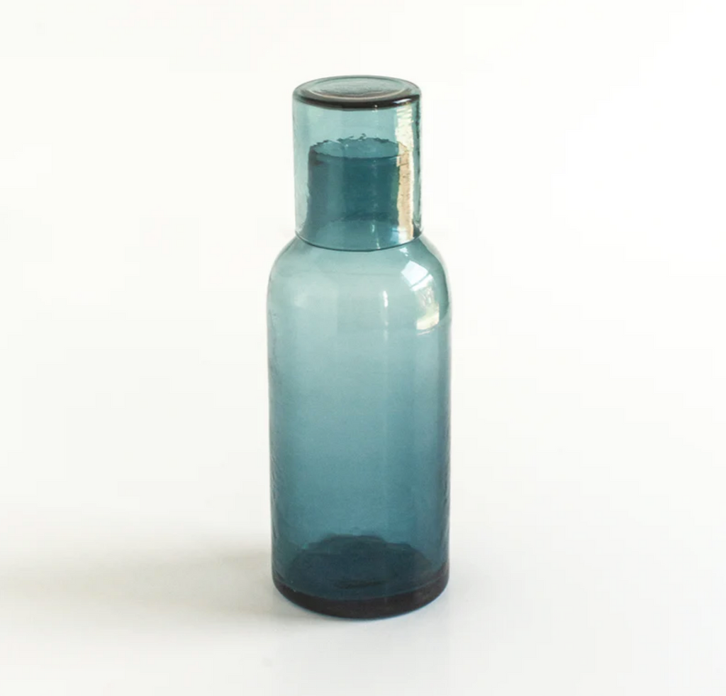 Handblown Hammered Glass Carafe With Lid / Glass, Recycled, Ethically Made