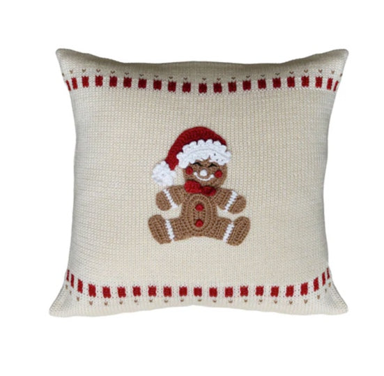 Hand Crotched Ginger Bread Man Christmas Pillow, Fair Trade, Creates Jobs