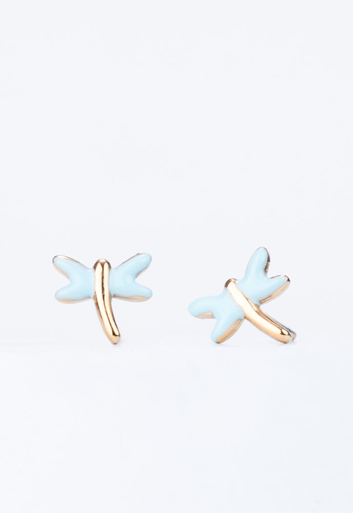 Gold Dragonfly Stud Earrings in Mint, Gives Freedom to Women!