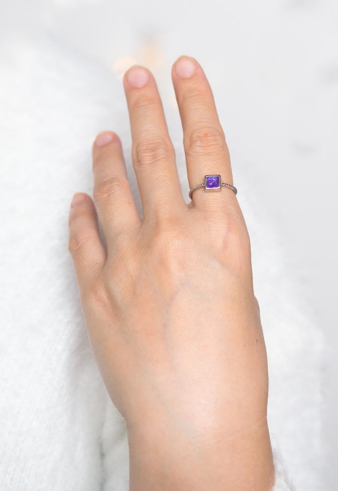 Silver Square Opal Ring - Made By Survivors