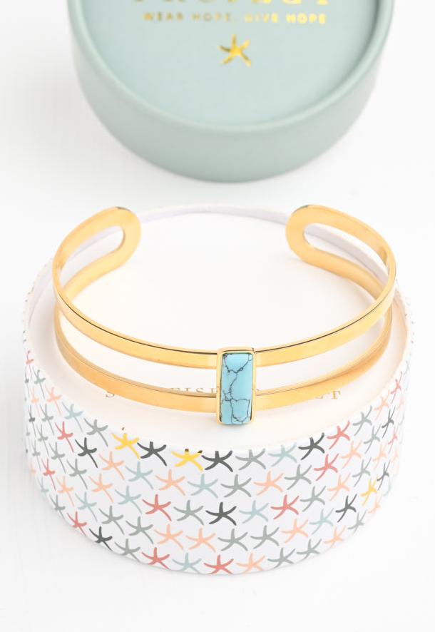 Turquoise and Gold Cuff Bracelet- Restore Hope To Women!