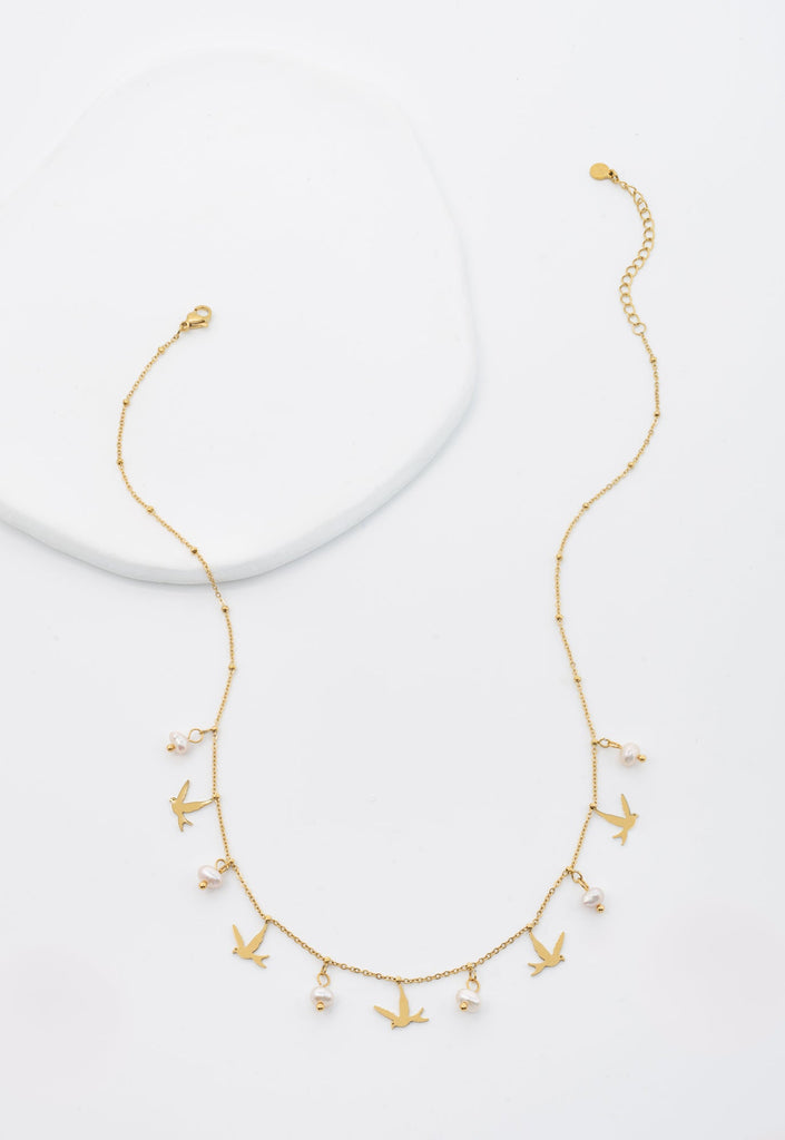 Swallow Birds Pearl Necklace- Supports Survivors