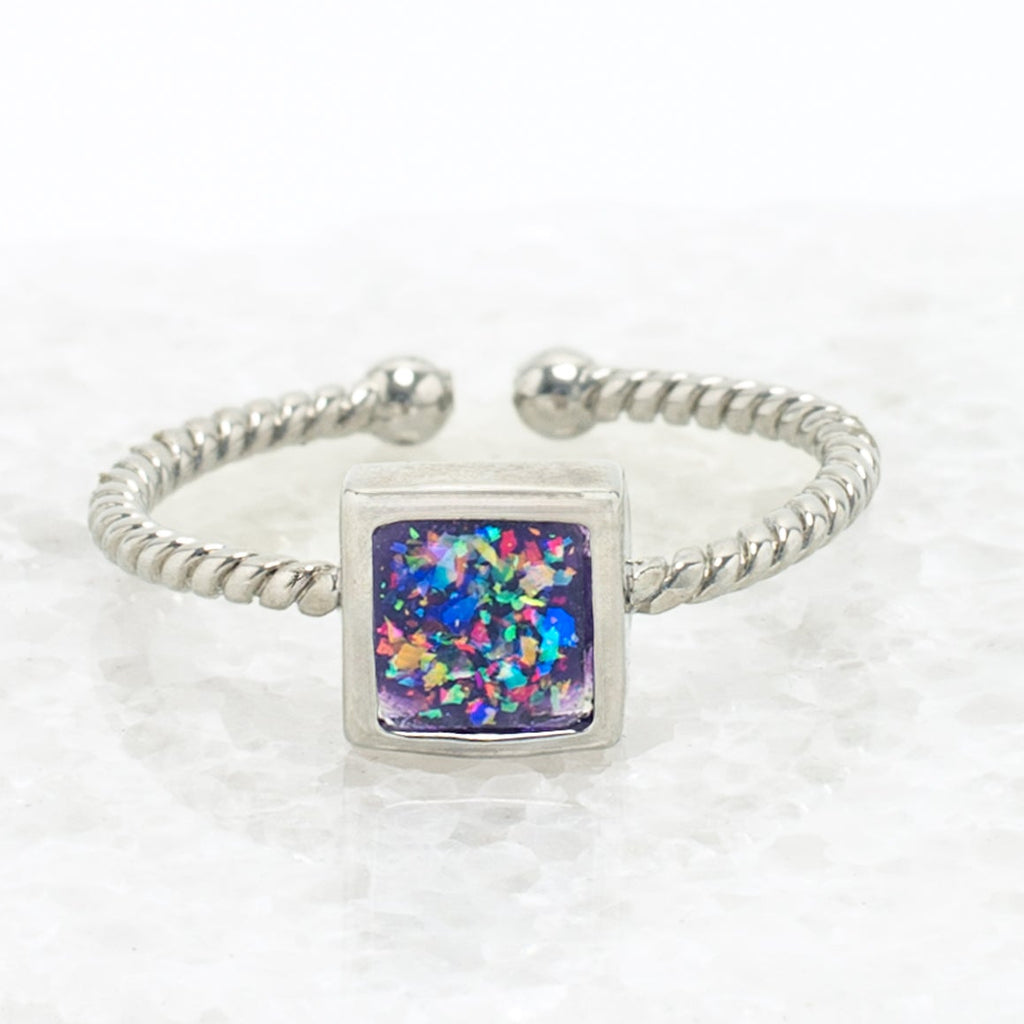 Silver Square Opal Ring - Made By Survivors