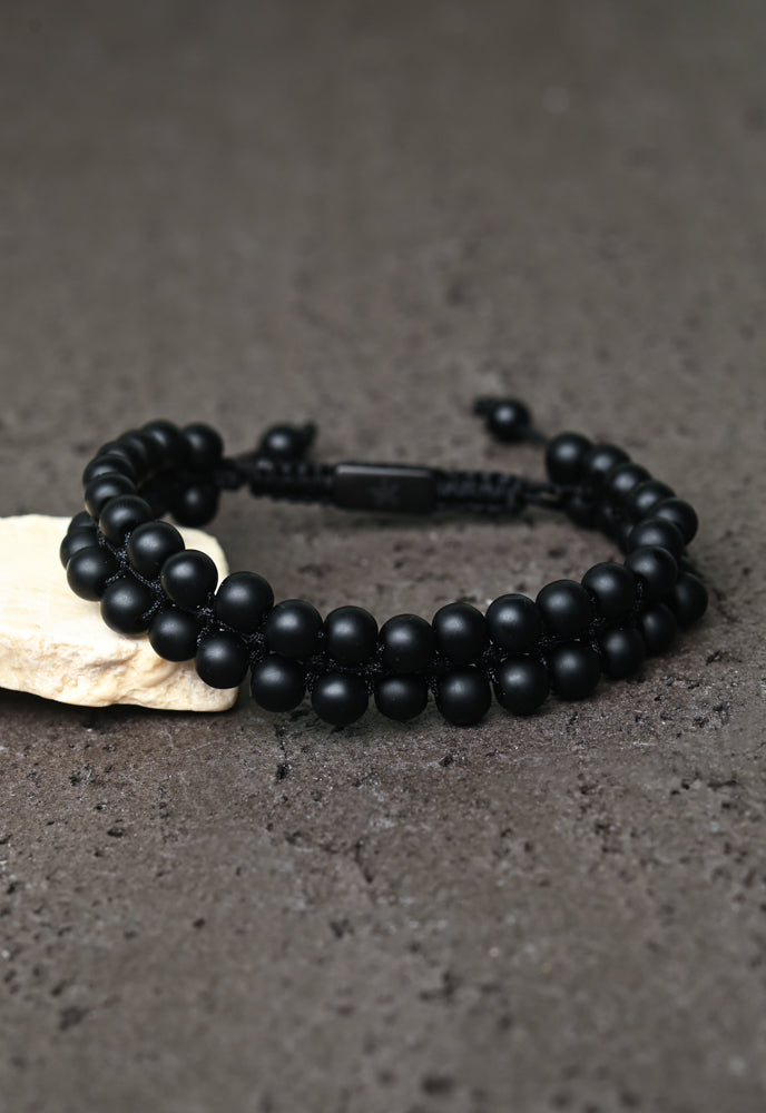 Black Agate Rope Beaded Bracelet for Men or Women- Gives Freedom to Exploited Women!