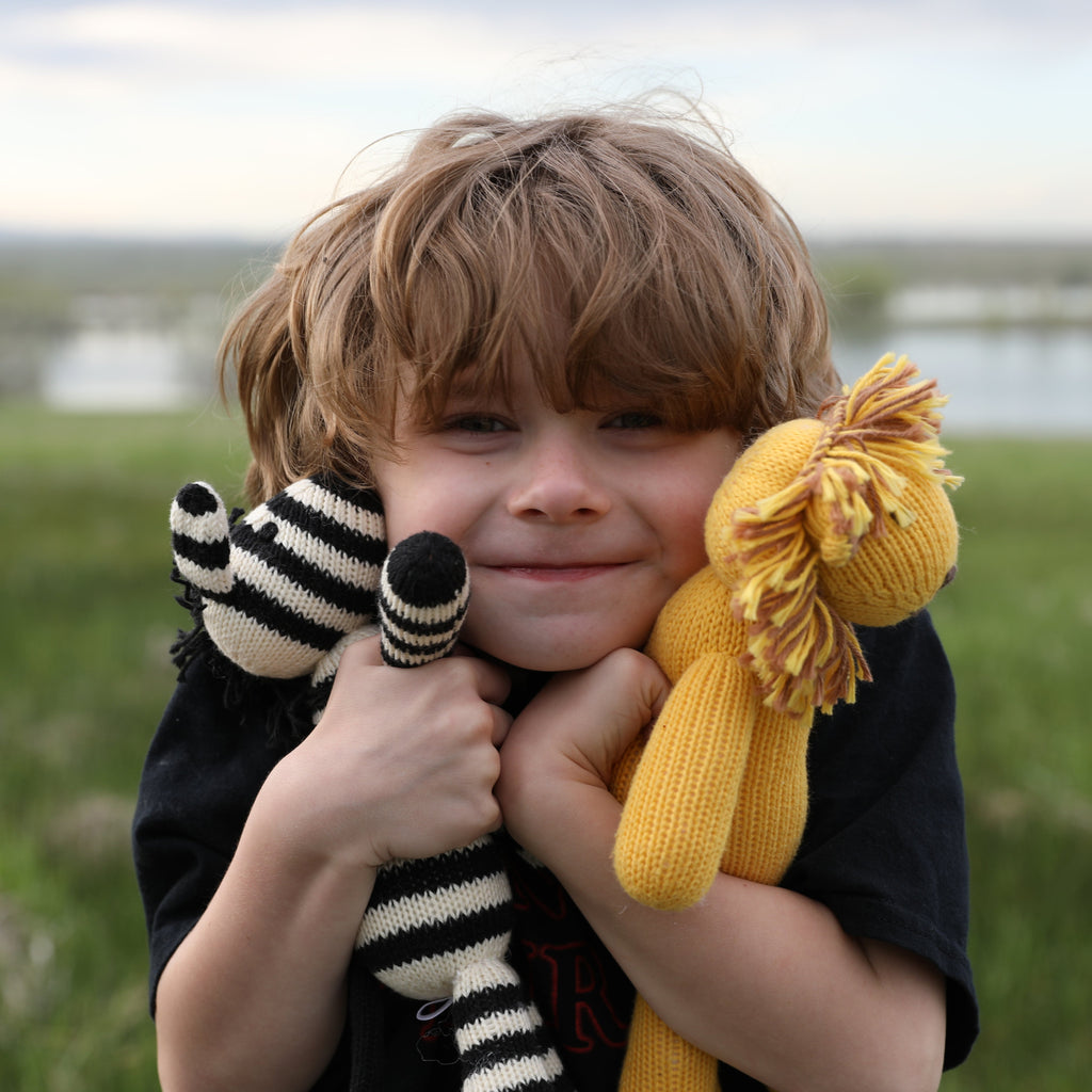 Hand Knit Lion Stuffed Animal, Fair Trade from Peru