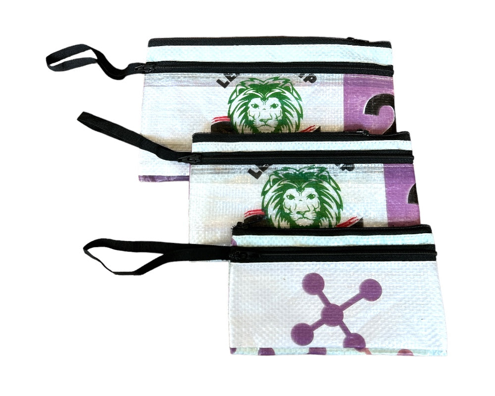 Nesting Upcycled Zip Pouch Cosmetic Bag Set, Sustainable, Saves Landfill Space